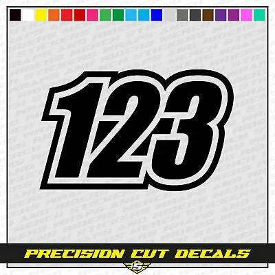3 X Custom Race Numbers Vinyl Stickers Motocross Trials Decals Racing - IMPACT • £4.99