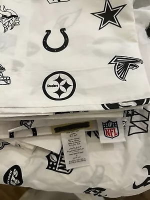 Pottery Barn Teen NFL Logo Sheet Set  Black & White Queen  NWOT Read Description • $89