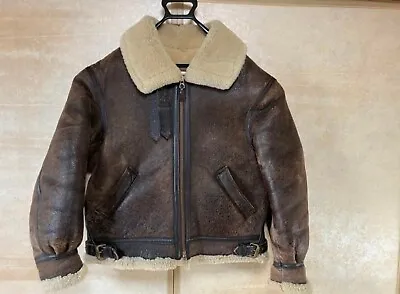 AVIREX B-3 Flight Jacket Real Mouton Sheep Leather Size 40 Brown Free Shipping • $260.06