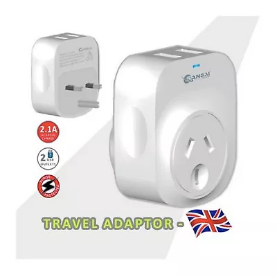 Travel Adapter 2 USB Outlets Power Socket To Plug Australia To UK Singapore HK • $29.85