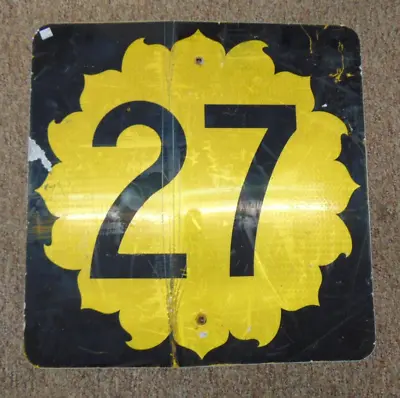 Vintage Kansas State Highway Sign Sun Flower Route 27 Man Cave Original • $74