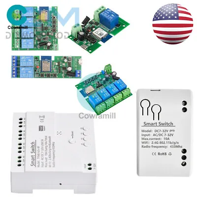 Remote Control Wireless WiFi Switch Relay Module 1/2/4CH DC7-32V/AC85-250V US • $15.93