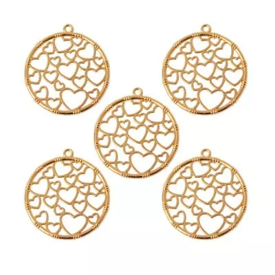 5 Pcs Round Heart Metal Frame Blank Bezel Setting For DIY Resin Jewelry Making • £5.59