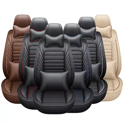 5D Car Seat Covers Full Set W/ Waterproof Leather Universal For Sedan SUV Truck • $89.99