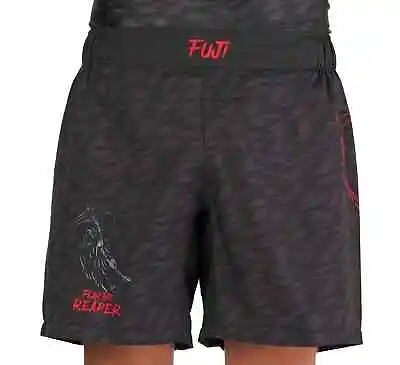 Fuji MMA BJJ Fear The Reaper Lightweight Grappling Fight Shorts - Black/Red • $93.95