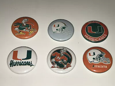 1  Set Of 6 Miami Hurricanes College Lapel Badge Buttons Pins Pinback [p376] • $3.25