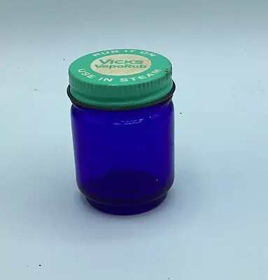 Vintage Empty Vicks Vaporub Cobalt Blue W/Teal Lid Bottle • $14.95