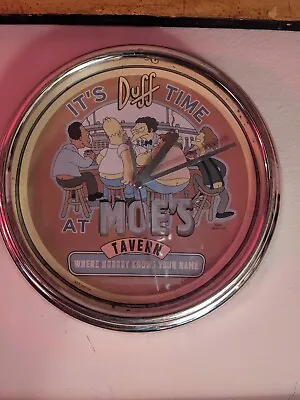 2001 The Simpson's Wall Clock It's Duff Time At Moe's Tavern - Lights Up Read** • $29.99