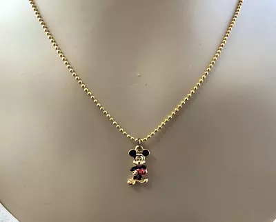 Disney Mickey Mouse Dangle Head Necklace Gold Tone Finish 411 • $12