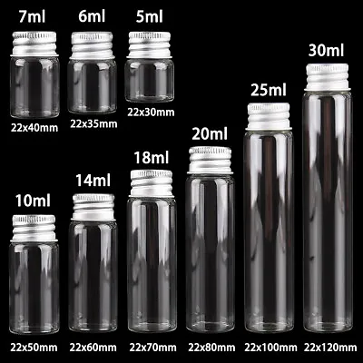 12 Pieces Mini Glass Bottles With Aluminum Lid 5ml/10/20/25/30ml 9 Sizes U-pick • $8.41