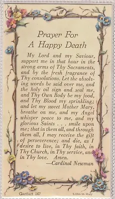 Vintage Catholic Holy Card - Prayer For A Happy Death • $2.99