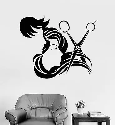 Vinyl Wall Decal Hair Salon Stylist Hairdresser Barber Shop Stickers (ig4133) • $68.99