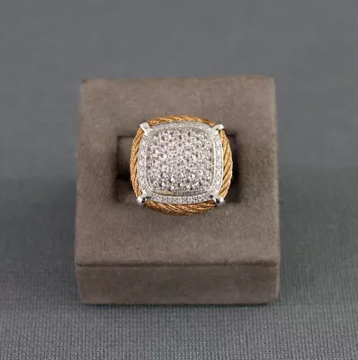 Charriol 18k Gold Steel Diamond White Sapphire Celtic Classique Cable Ring 6.5 • $463.03