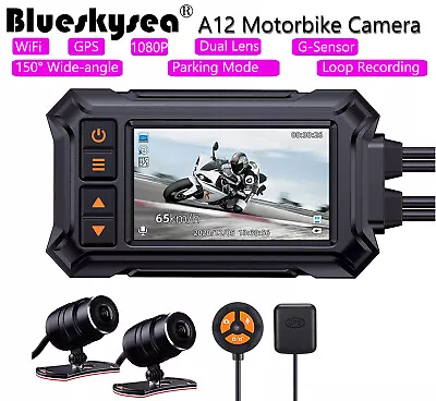 BlueSkySea Motorcycle Dash Camera Front & Rear 1080P + 1080P Motorbike Dashcam • $171.37