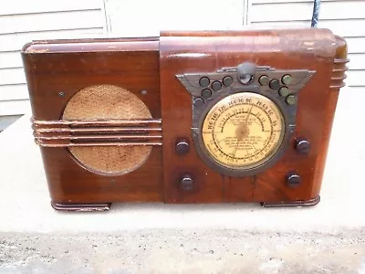 Silvertone 109.190 Tube Radio Magic Green Eye Tuning Detrola T3 Egyptian Works  • $3900