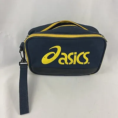 Vintage ASICS Travel Nylon Sports Bag Yellow And Blue 10”x7”x3” • $25