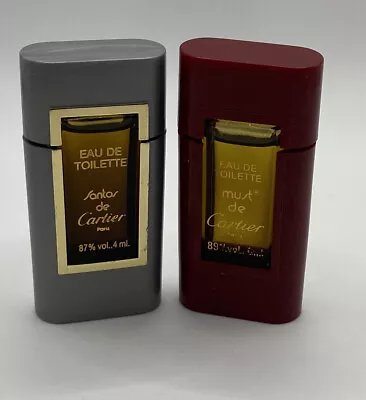 Must De Cartier 0.13 Oz Eau De Toilette & Santos Cartier Edt Splash Mini Rare • $26.50