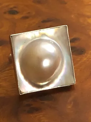 Vintage Sterling Silver Blister Mabe Pearl S9.25 Adjustable Ring 082423@ • $45