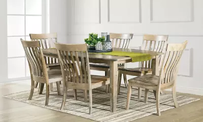 IN STOCK-Amish Shaker Mission 7 Pc. Dining Set Solid Maple Wood Boat Top 66  • $4199