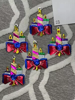 Mexican Tin Ornaments - 5 Candle Christmas Ornaments • $32