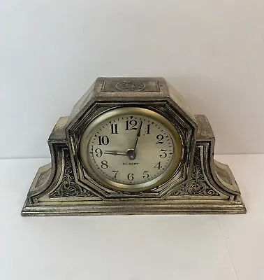 VTG 1920s-30s Gilbert Antique Metal Mantle Clock Key Wind Works Great • $134.87