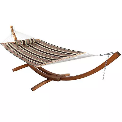 2-Person Quilted Hammock With Curved 13' Stand - Sandy Beach By Sunnydaze • $399