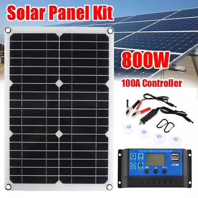 800W Solar Panel Kit Battery Charger W/ 100A Controller For Car Van Caravan Boat • £25.99
