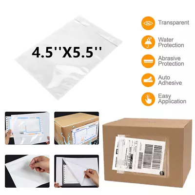 100/200 Clear Adhesive Packing List Shipping Label Envelopes Pouches 4.5 X 5.5 • $7.97