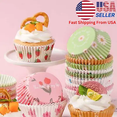 $5.89 • Buy 100 Pcs Random Pattern Cupcake Liner Cartoon Muffin Cake Paper Cup For Baking