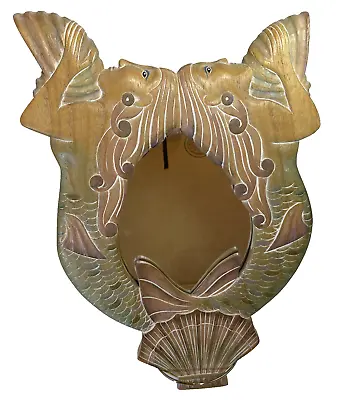 Carved Mermaid Vintage Hanging 80's Mirror Seashells Coastal Beach House Decor • $56.99