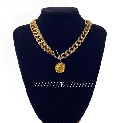 CHANEL Necklace BELT AUTH Coco CC Pendant Choker Vintage Rare Gold Lion Head F/S • $1020.06