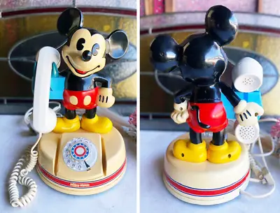 Walt Disney Mickey Mouse Rotary Telephone Vintage Size 37 × 21 Cm From Japan • $322.99