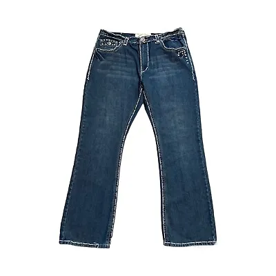 Laguna Beach Men's Jeans Blue White Threading Skulls Size 38x33 Designer Jeans • $28.95