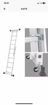 Aluminium Scaffolding Ladder Work Platform 3 IN 1 Combination Multi-purpose Step • £70