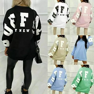 £19.99 • Buy Womens Oversized Sweatshirt Jumper Ladies Buffalo New York Back Slogan Dress Top