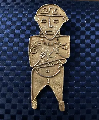 Alva Museum Replica Pendant Pre-Columbian Mayan  Male  Figural Gold Tone 3  • $35
