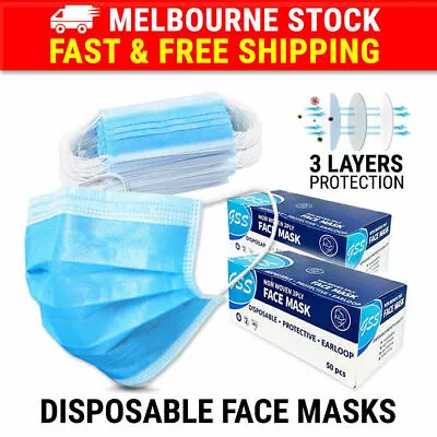 100PCS Face Mask 3 Layer Protective Mouth Masks Filter Respirator • $13.46