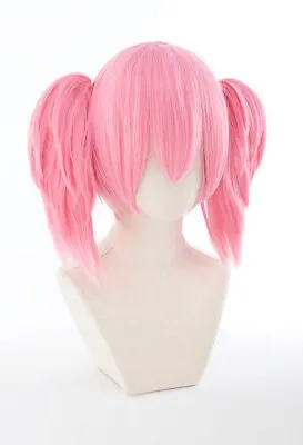 Women's Magi Madoka Kaname Pink Cosplay Wig Double Ponytail Short Wig • $22.99