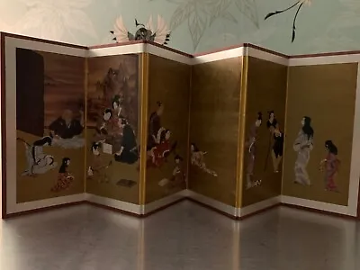 Japanese Folding Screen:  Japan National Treasure Hikone Byōbu Mini. With Box. • £45