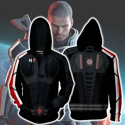 Women Men Game Mass Effect N7  Hoodie Jacket 3D Printed Zip  Unisex • $24.99