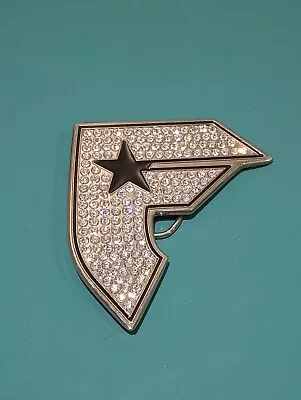 Famous Stars & Straps F Gun Look Silver & Rhinestone Metal Belt Buckle Unisex • $5