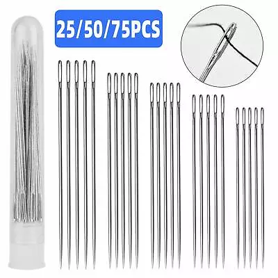 25/50/75PCS Assorted Large Eye Needles Hand Sewing Tool Kit For DIY Craft 5 Size • $7.48