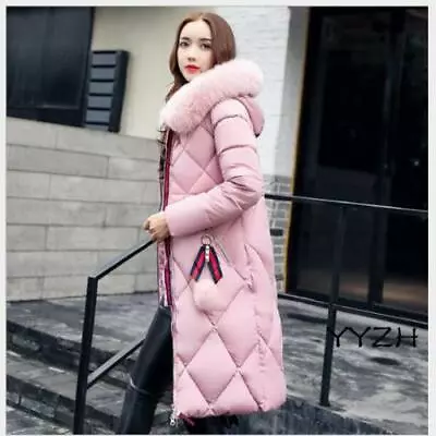 $56.80 • Buy Winter Women Warm Hooded Jacket Long Fur Collar Puffer Outwear Fashion Down Coat