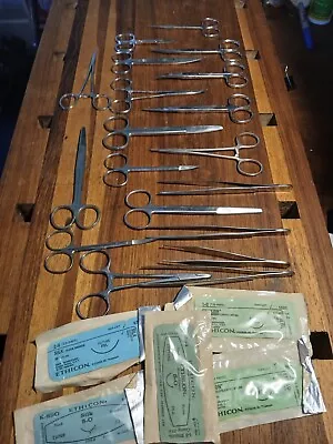 Lot Of 19 Vintage Medical Surgical Clamps Stainless Steel Used Forceps Sissors • $25