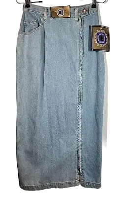 Womens New Baccini Light Blue Sz 5/6 Denim Jean Full Zip Down Pencil Skirt Vtg • $17.49