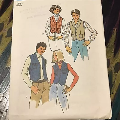 Vintage 1970s Simplicity 7285 Men’s Unlined Vest Sewing Pattern 42-44 L UNCUT • $10