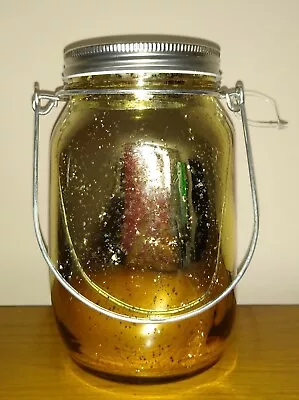 Ornamental Gold Mercury Style Splatter Glass Jam Jar - Tiny Fairy Lights New • $3.74