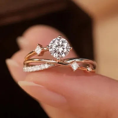 $2.16 • Buy Romantic Wedding Engagement 925 Silver Ring Cubic Zircon Women Jewelry Sz 6-10