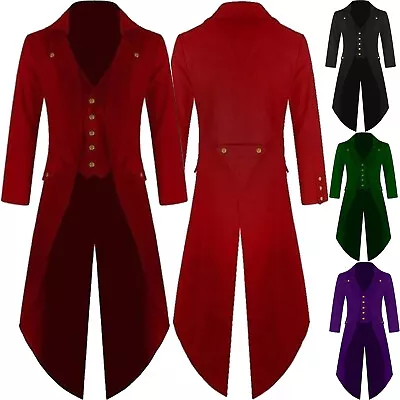 Men's Vintage Long Jacket Tuxedo Tail Coat Jacket Overcoat Uniform Outwear Coat • $8.21