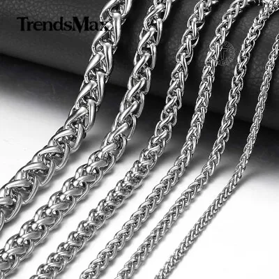 Stainless Steel Silver Wheat Braided Chain Bracelet Necklace Mens Womens 8-30  • $7.99